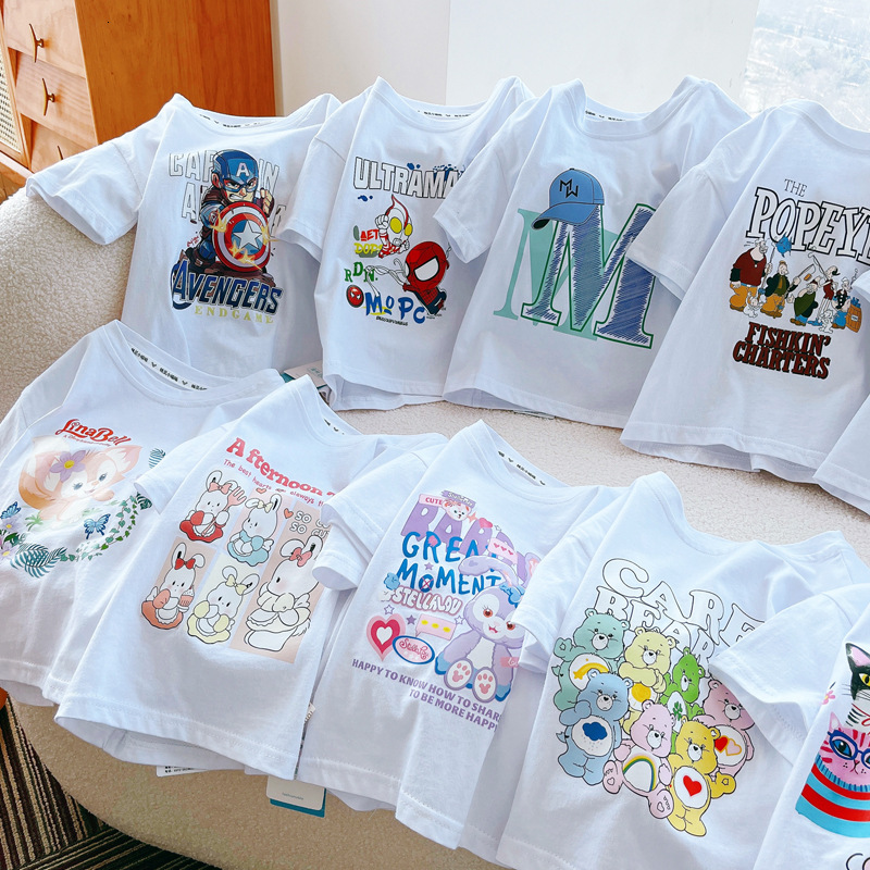 Ddmyshoesvip Pure Cotton Children S Short For Boys And Girls Cute Cartoon T Shirt White Half Sleeved Summer Baby Top