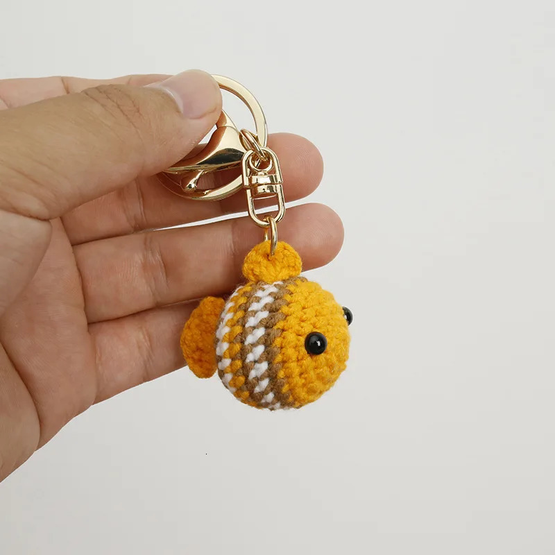Funny Shrimp Doll Crochet Keychain Handmaking Clown Fish Knitting Keyrings For Car Keys Accessories Cute Shrimp Pendant Keyrings 250305