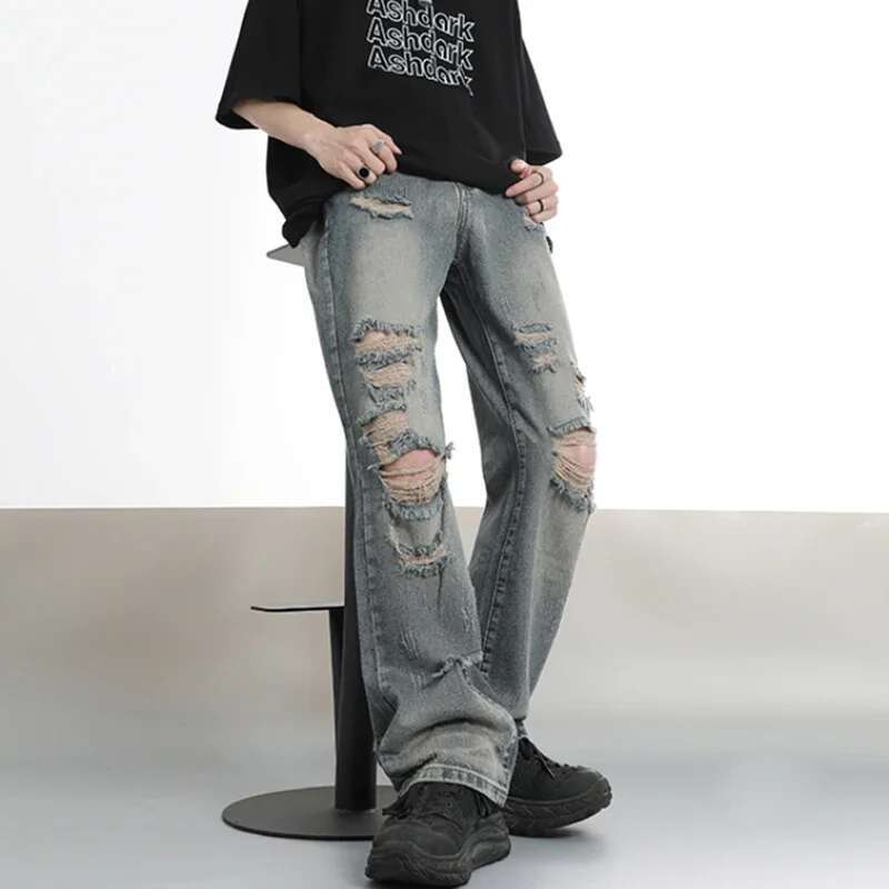 Men s Classic Loose Straight Line Pants Men s Fashion Designer Cool Style Street Wear Jeans American Retro Hip Hop Cowboy Pants Outdoor Casual Pants