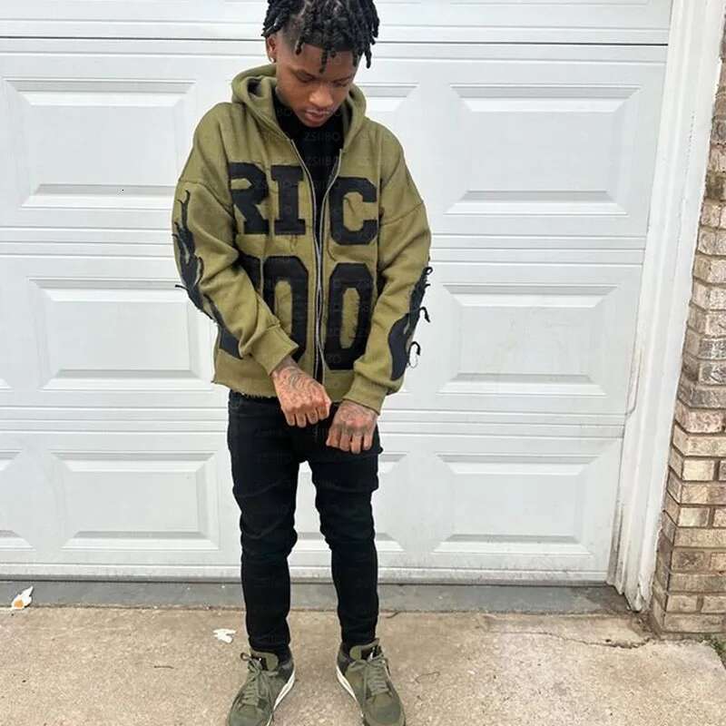 hoodie hoodie New Zipper Hoodie Vintage Letter Patch Pattern Embroidery Longsleeved Hooded Jacket Top Kpop Street Fashion Sweatshirt Women Men jacket 