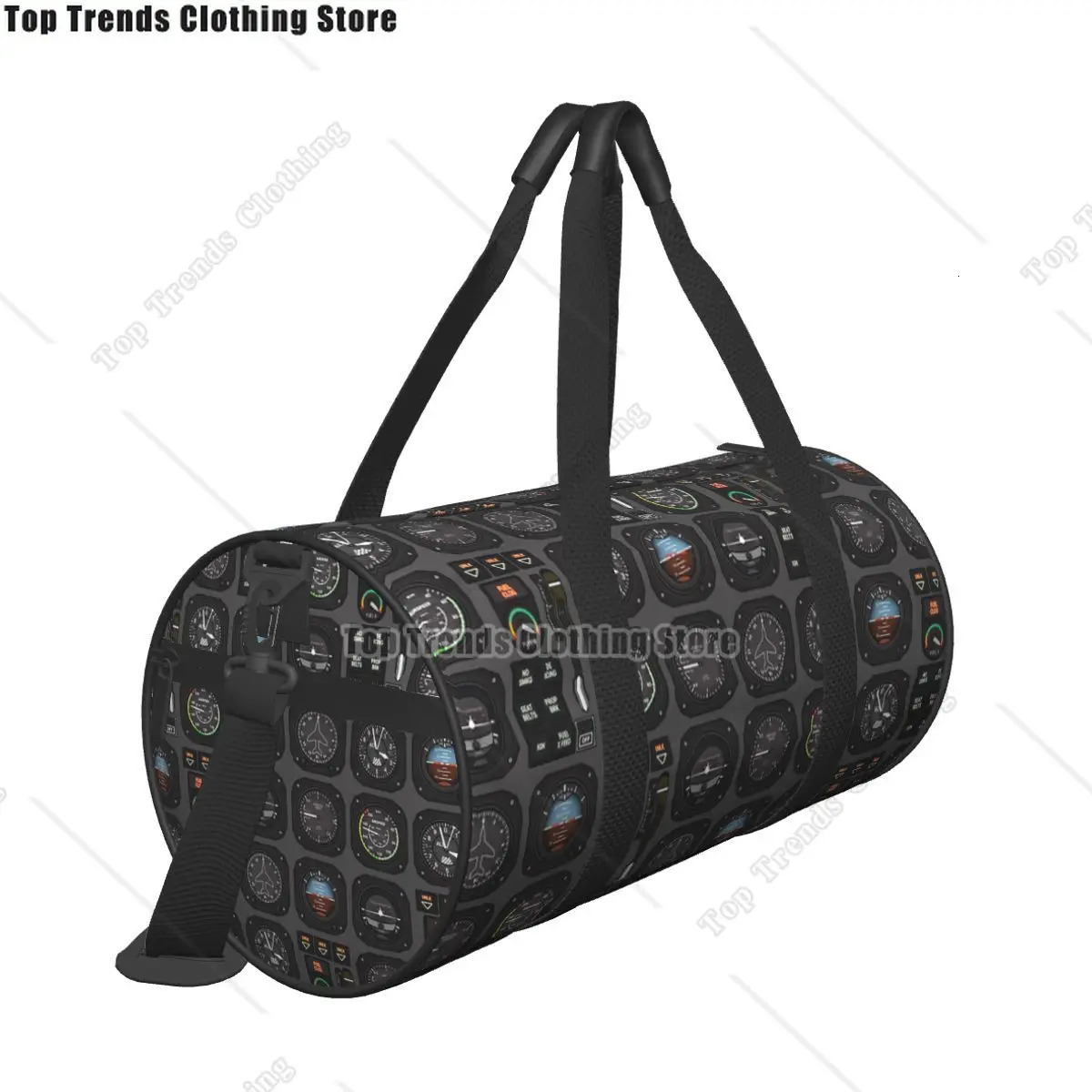 Pilot Flight Instruments Travel Bags Men Fitness Handbag Cylinder Shoulder Bag Women Large Tote Luggage Gym Handbags 250311