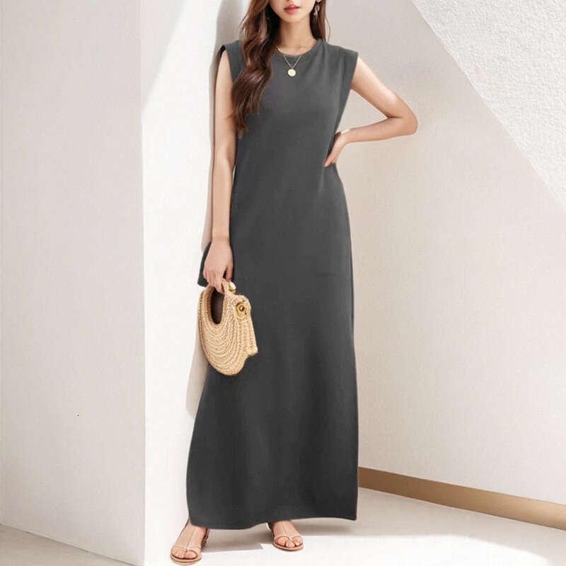 2025 Spring New Women's Casual Loose French Style Sleeveless Commuter Slimming Dress KLMY