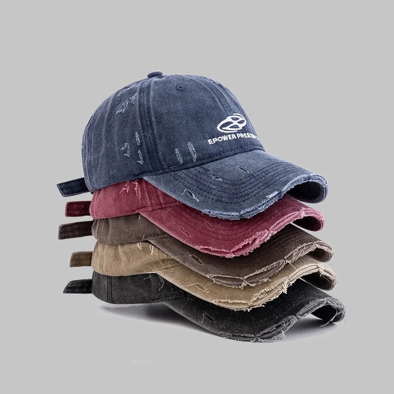 American Retro Washed Distressed Womens Baseball Cap Face Slimming Japanese Style Summer Sun Protection Hat with Letter n 250311