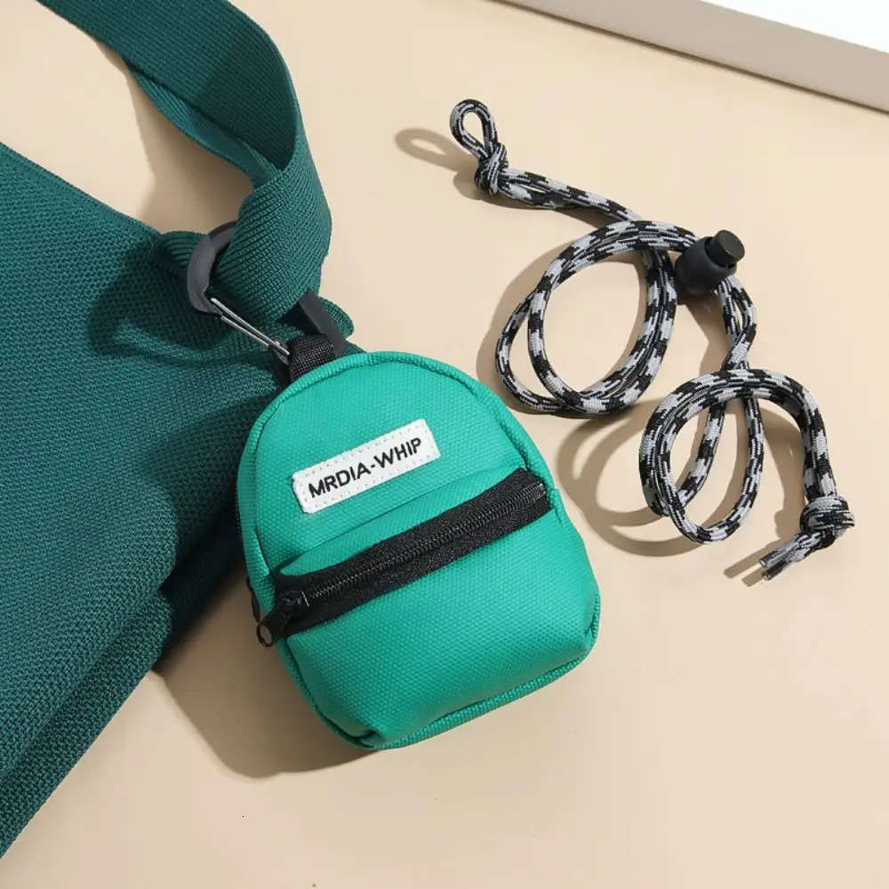 Neck Hanging Coin Purse Polyester Earphone Storage Bag Mini Wallet Antitheft Contrasting Color Small Key 250311