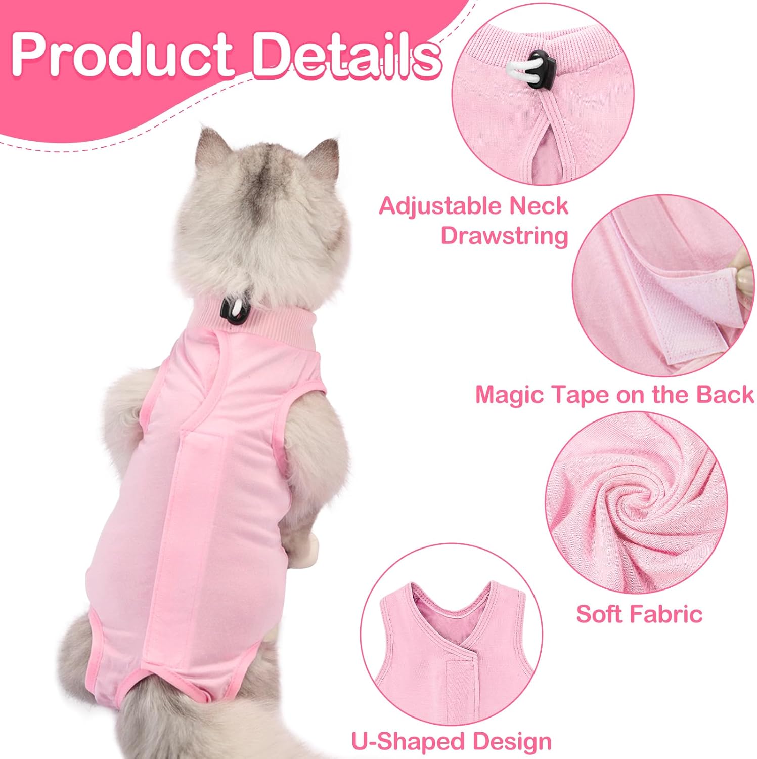 Cat Recovery Suit for Surgery, Abdominal Wound and Skin Protection, Breathable Onesie Alternative to E-Collar