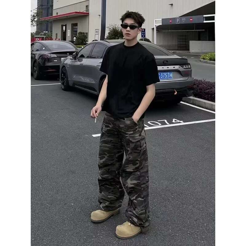 Minimalist Straight Leg Pants For Men Camouflage Casual Pants Fashion Designer Original Men s Pants Lazy And Comfortable New Artistic Trend Hip hop Ca