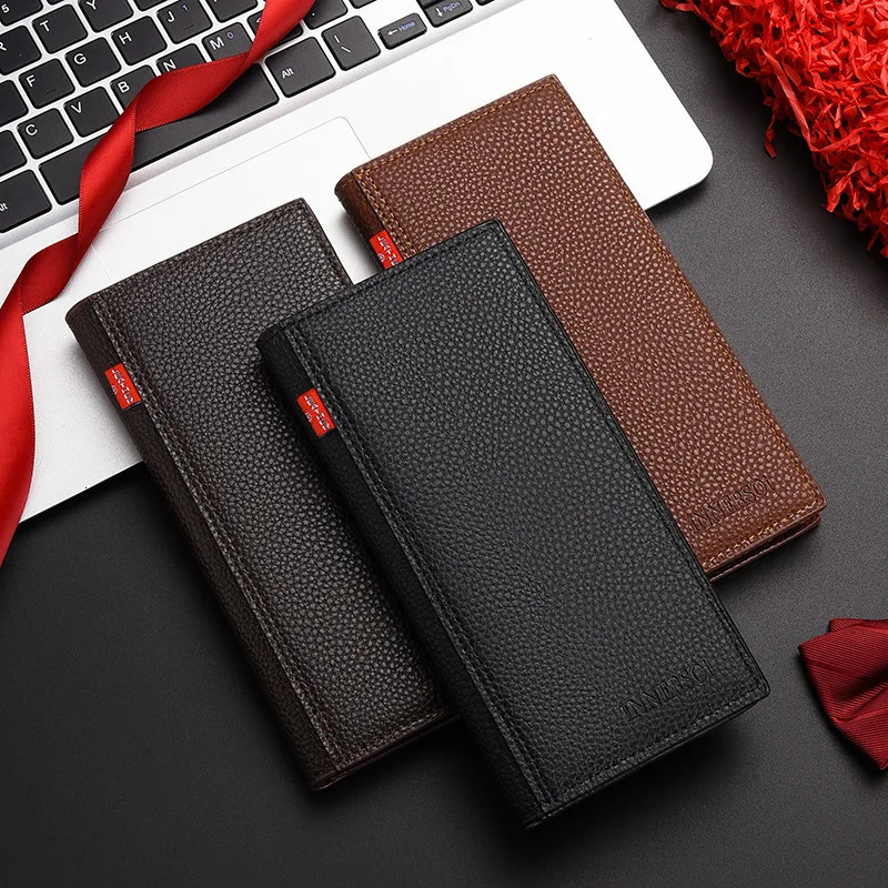Wallet Mens Long Fashion Business Multifunctional Lychee Pattern Soft Leather For Men 250311