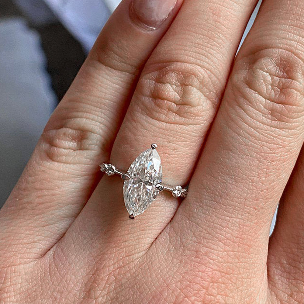 Choucong Ins Top Sell Wedding Rings Vintage Jewelry 925 Sterling Silver 18K Gold Fill Marquise Cut White Lab Moissanite Diamond Lady Women Engagement 
