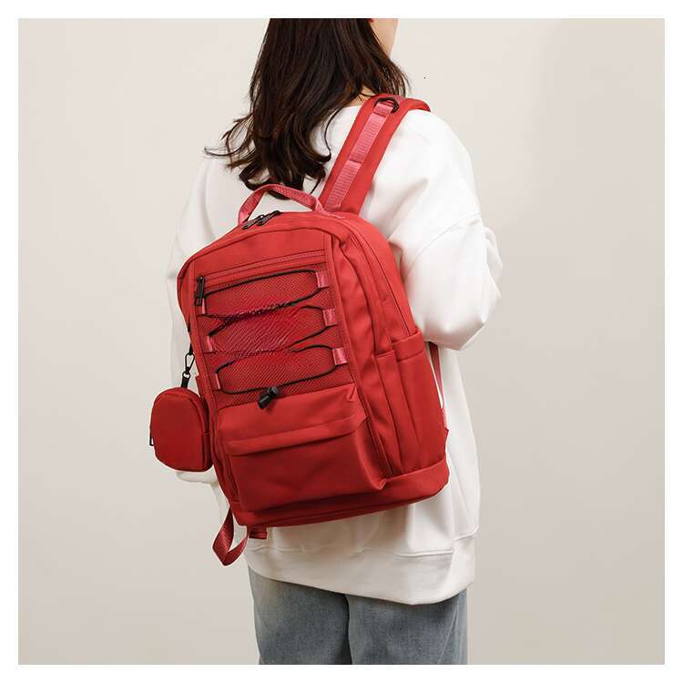 Trendy brand fashion drawstring backpack nylon casual backpack large capacity Korean version trendy high school student backpack two-piece set