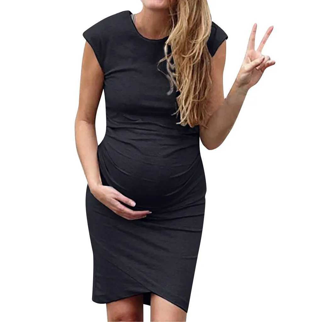 Long Fall Dresses For Women Maternity Comfortable Solid Dresse Sleeveless Pregnat Midi Fashion Petite Summer Dress WomenT250311