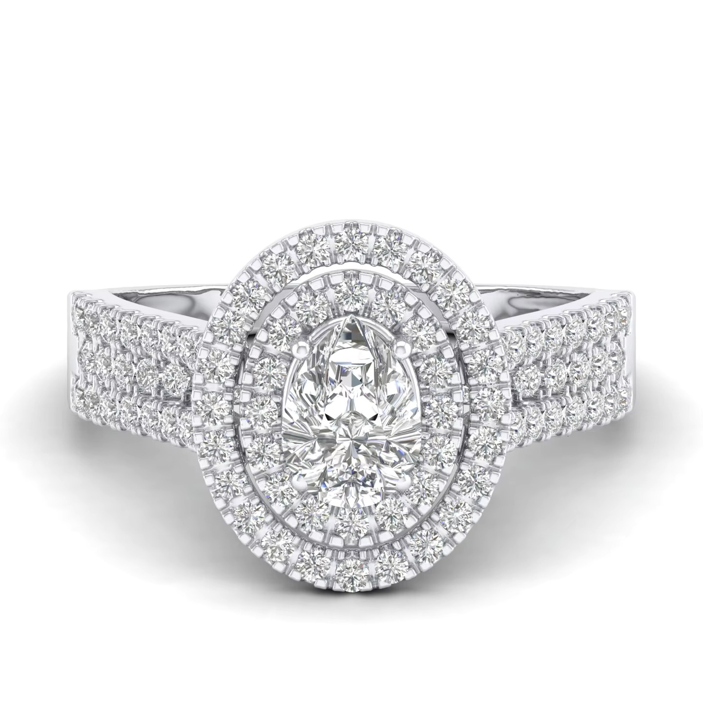 Custom Eternity Moissanite Ring 18k Gold Jewelry Oval Cut Double Halo Moissanite Ring in Sterling Silver for Wedding Engagement