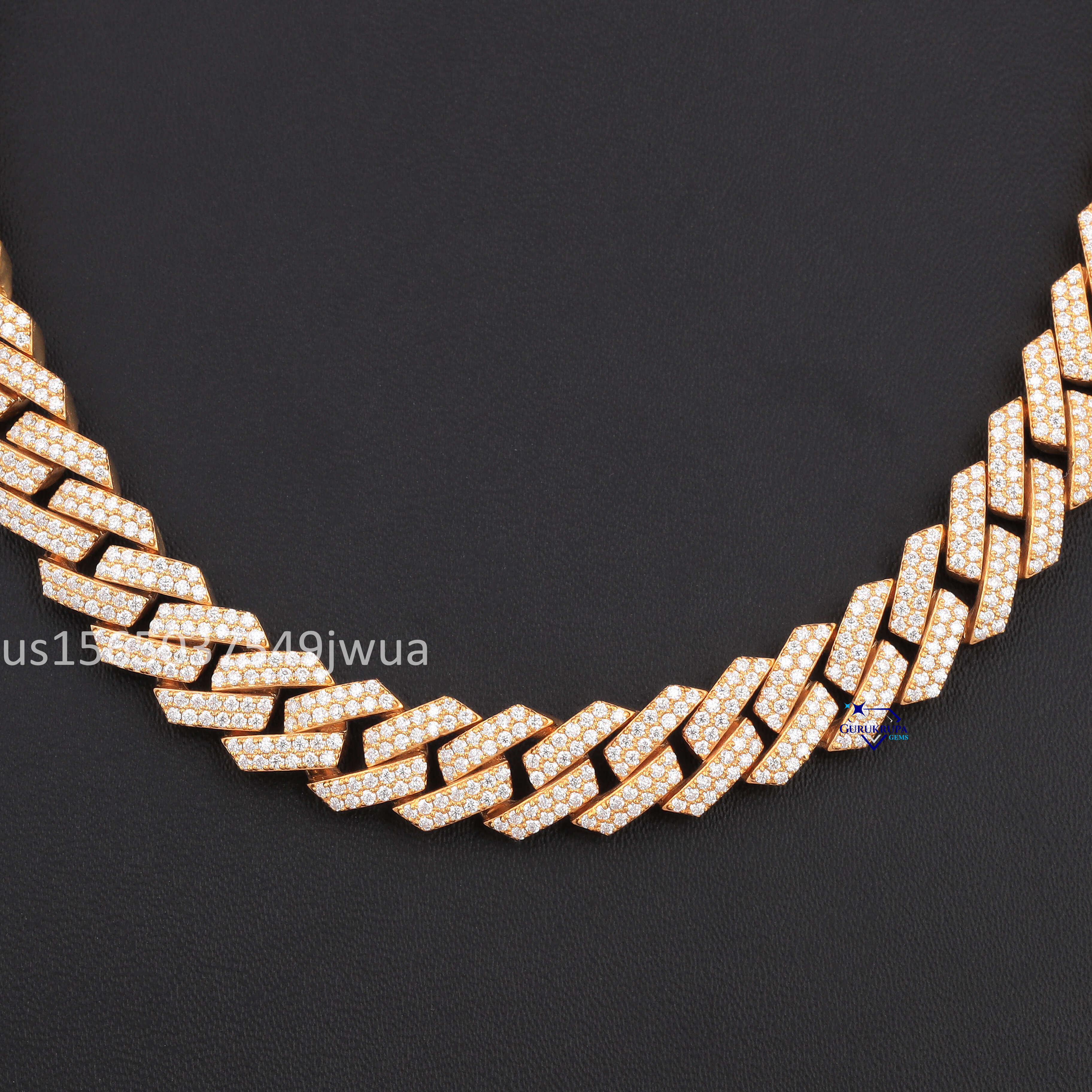 Wholesale Custom 14k Real Solid Yellow Gold Miami Cuban k Moissanite Dia Chain for Rappers Man Women Necklace