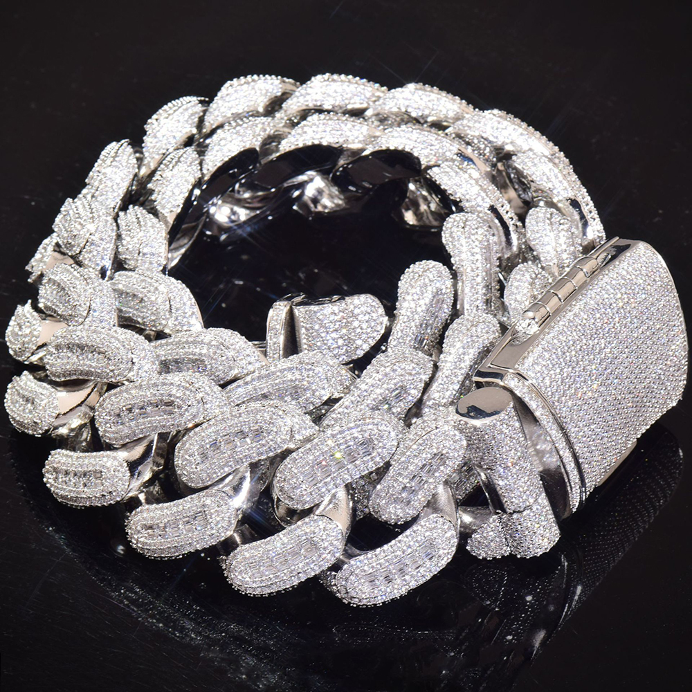 High Quality 28mm Hip Hop Cuban Chain Necklace Bling 5A T Zircon Real Gold Plated Men Hearvy Jewelry
