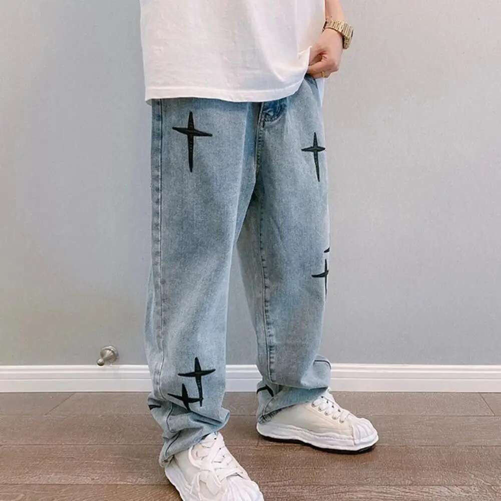 Summer 2025 Men s Pants Star Embroidered W Retro Fashion Designer New Wide Pocket Pants Zipper Neutral Loose Straight Tube Casual High Street Hip Hop 