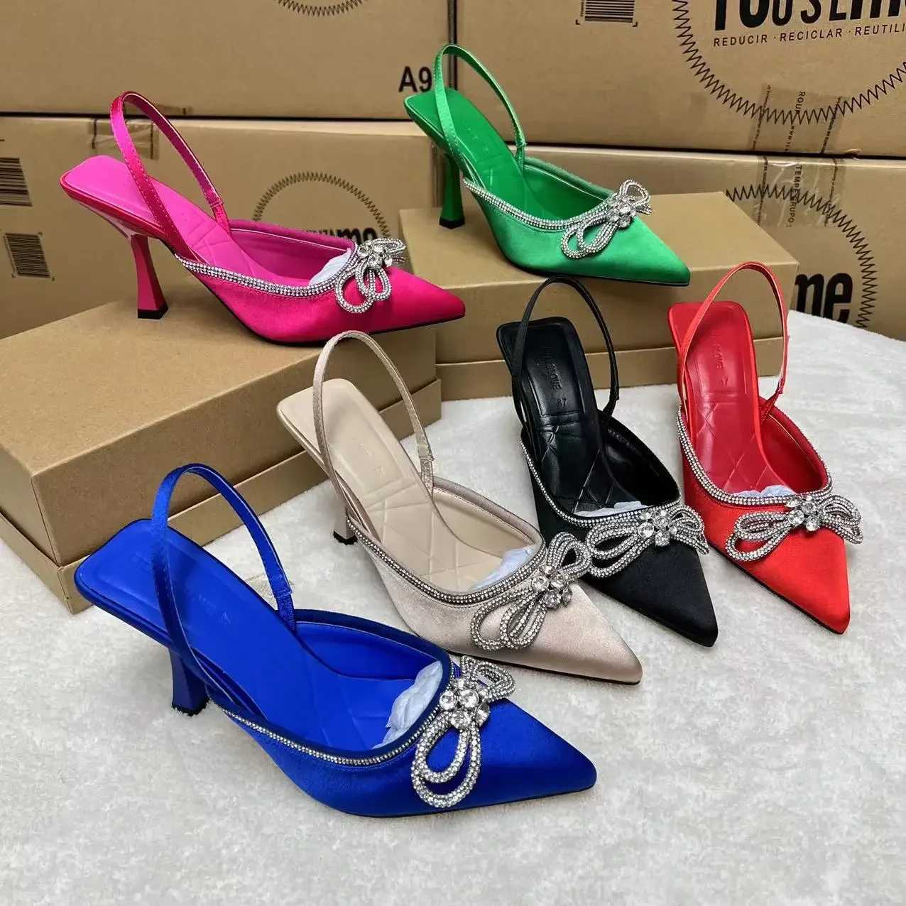 Elegant High Heeled Shoes Hot For Wens 2025 New Summer Bowknot Dia Sexy Ladies Sandals Wedding Party Dress Stiletto Sandalias Z250311