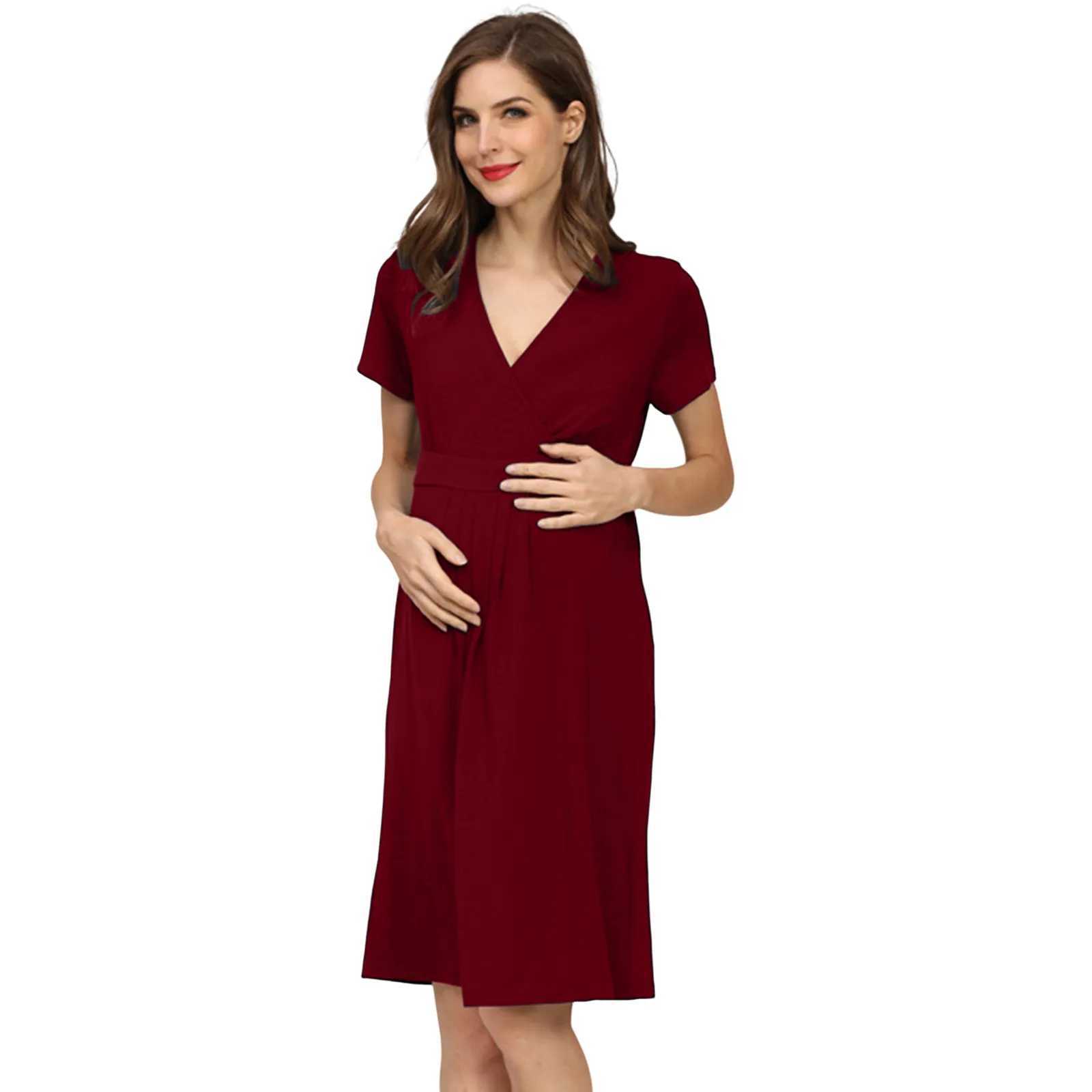 New Breastfeeding Nightwear Women Pregnant Maternity Short Sleeves Nursed Tanks Dress Belt For Lace Engagement Dress T250311