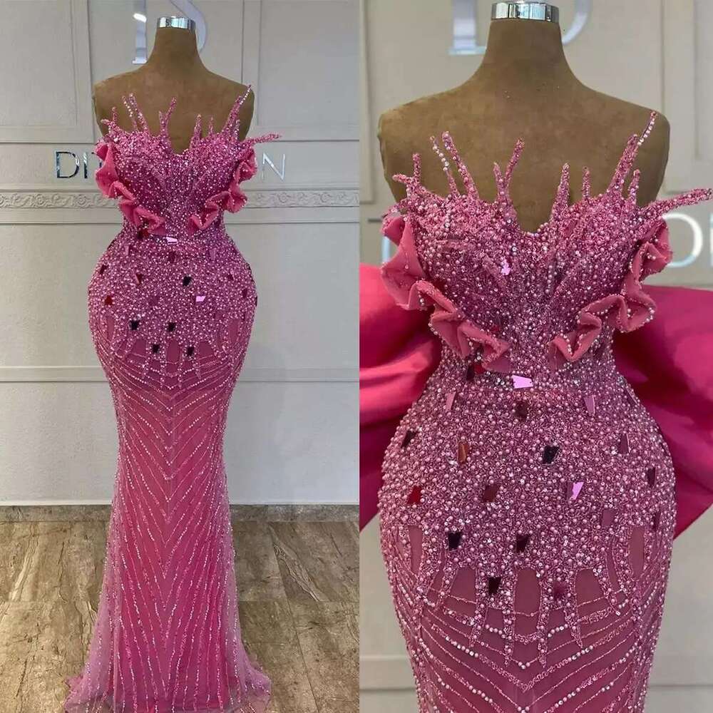 Strapless Ball Gowns for Women, Sleeveless, Pearls, Lace, Evening Dress, Custom, Lace