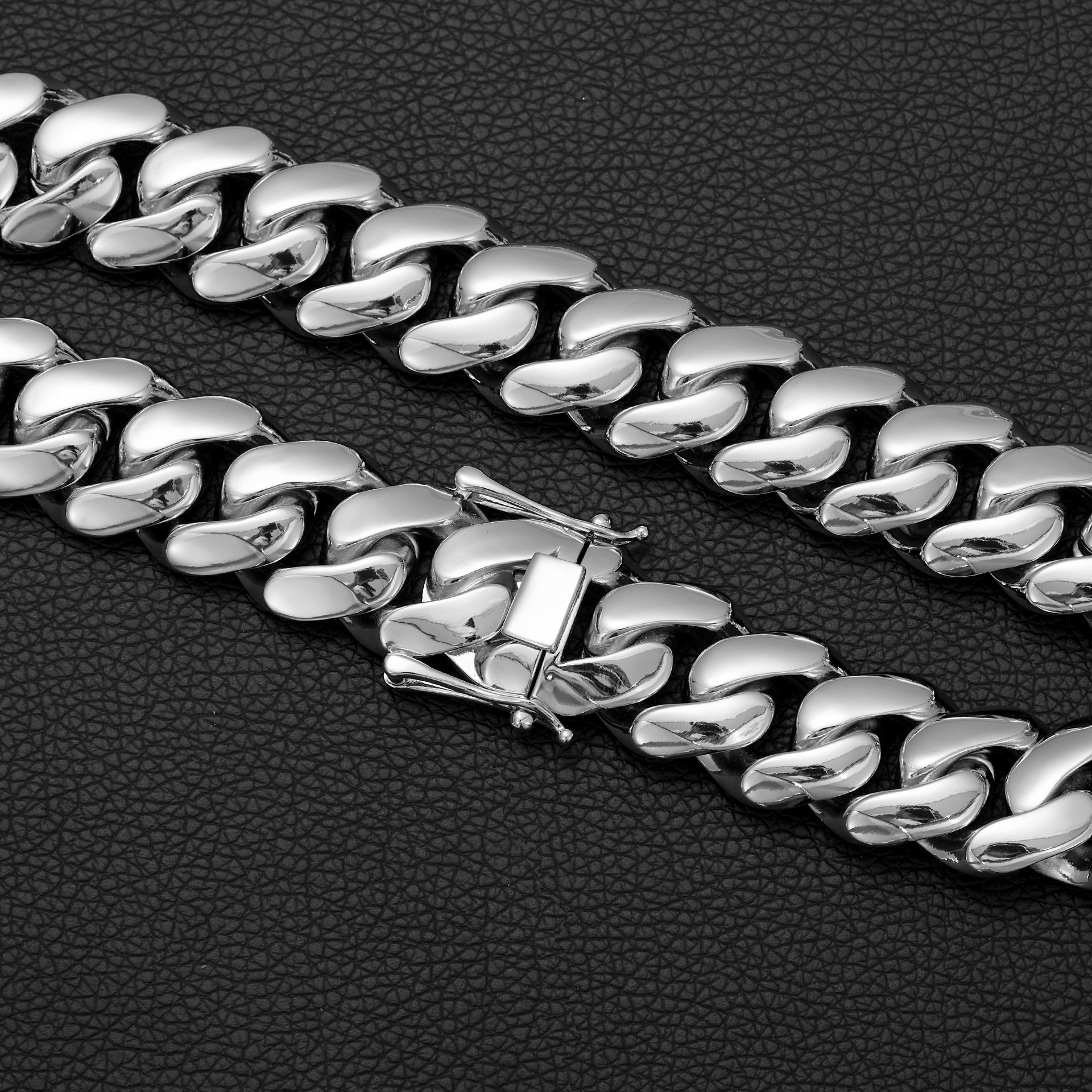 10mm-22mm Solid Stainless Steel Miami Cuban Chain Necklace Bracelet Jewelry For Men