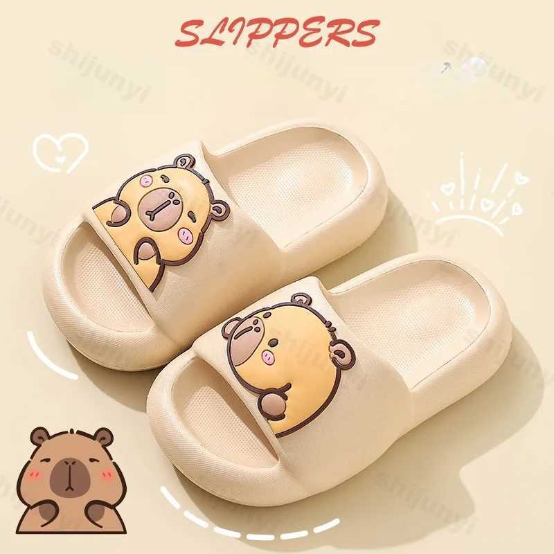 Capybara Girls Slippers Cute Cartoon Summer 2025 Women Slippers Soft EVA Bathroom Sandals Parentage Boys Outdoor Beach Kid ShoesT250311