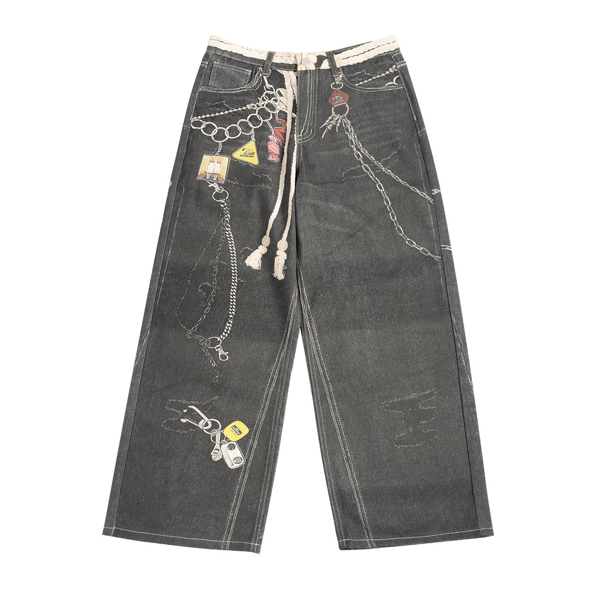 2025 New Button Style 3D Pattern Printed Jeans With Neutral Style Fashionable Designer s Original Niche High Quality Pure Cotton Men s Casual Pants