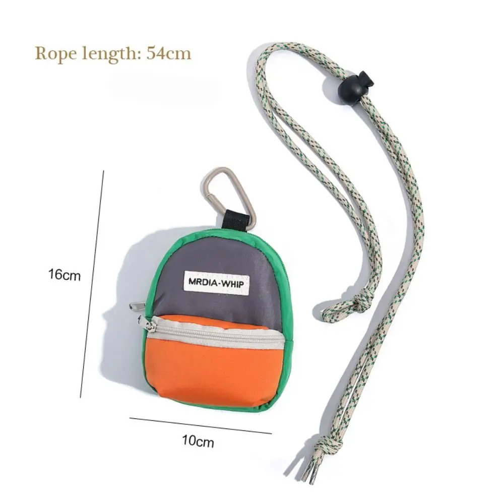 Neck Hanging Coin Purse Polyester Earphone Storage Bag Mini Wallet Antitheft Contrasting Color Small Key 250311