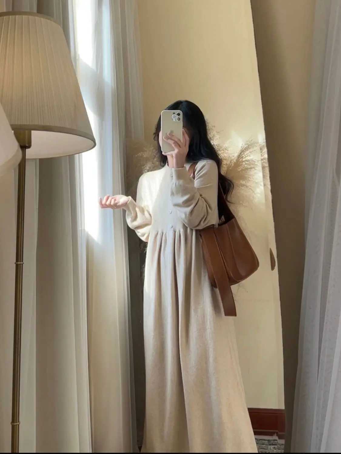 Maternity Dresses Fall and Winter Sweater Bottoming Skirt Loose 2023 New Casual Knitted Long Skirt Maternity Maxi DressT250311