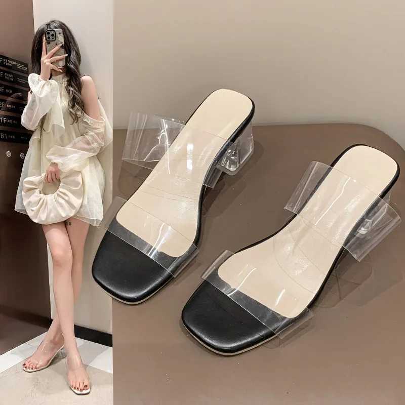 Summer womens pump sandals PVC jelly slippers open toe womens high heels transparent Perspex slippers shoes heel transparent sandalsXJ250311