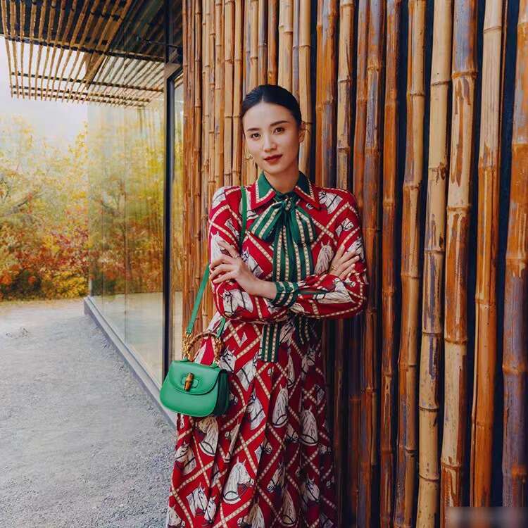 New Horse Head Printed Long Skirt With Elegant Temperament, Contrasting Butterfly Collar Dress For Women