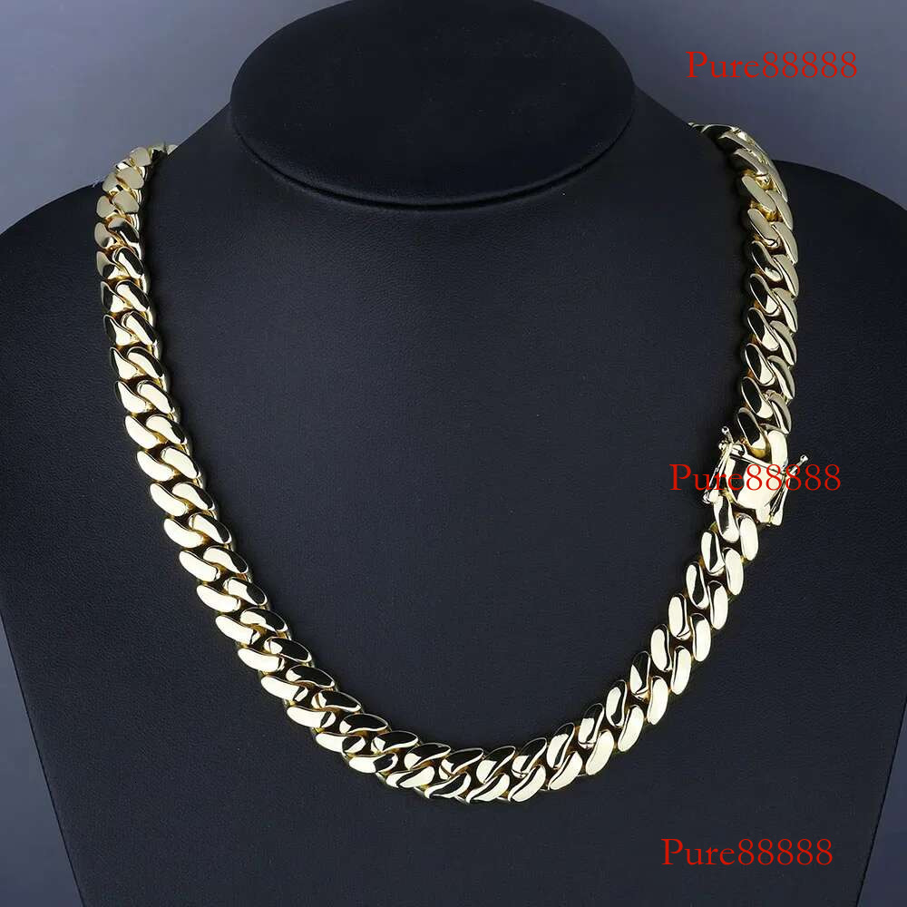 Customized 12MM Miami Cuban k Chain Necklace for Men Women with Deep Carving 14K Solid Gold Plated Monaco Hip Hop Jewelry