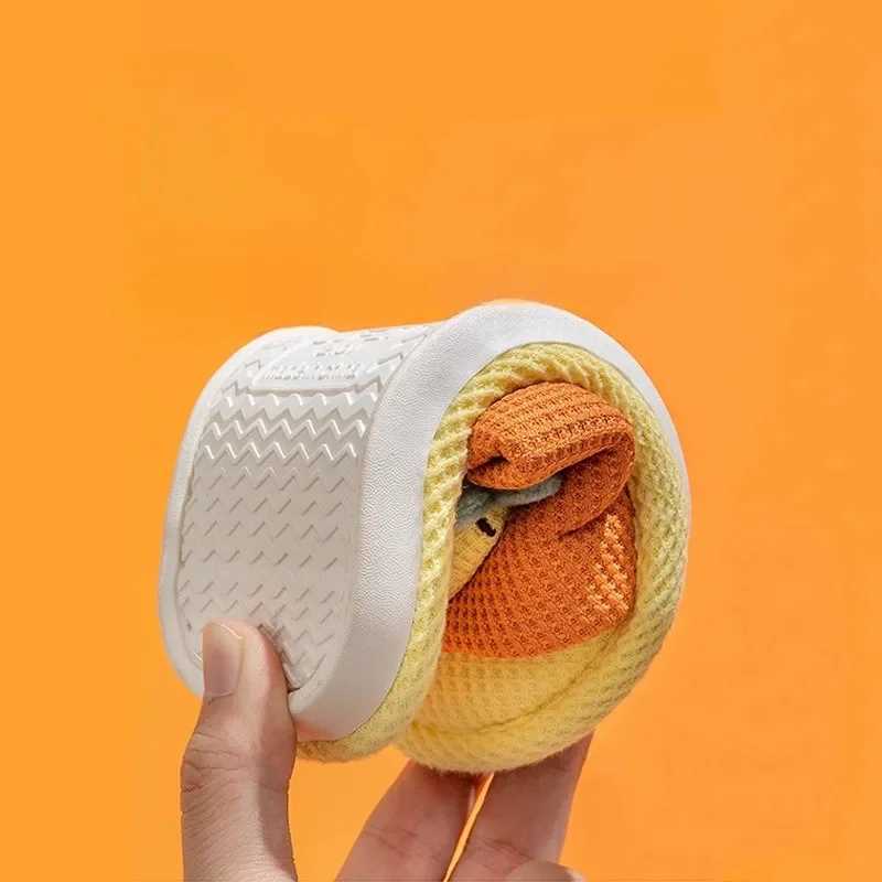 Cartoon Kids Slippers Soft Linen Household Parenting Boy Girls Indoor Slippers Non-Skid Fish Mouth Floor Slippers for ChildrenT250311
