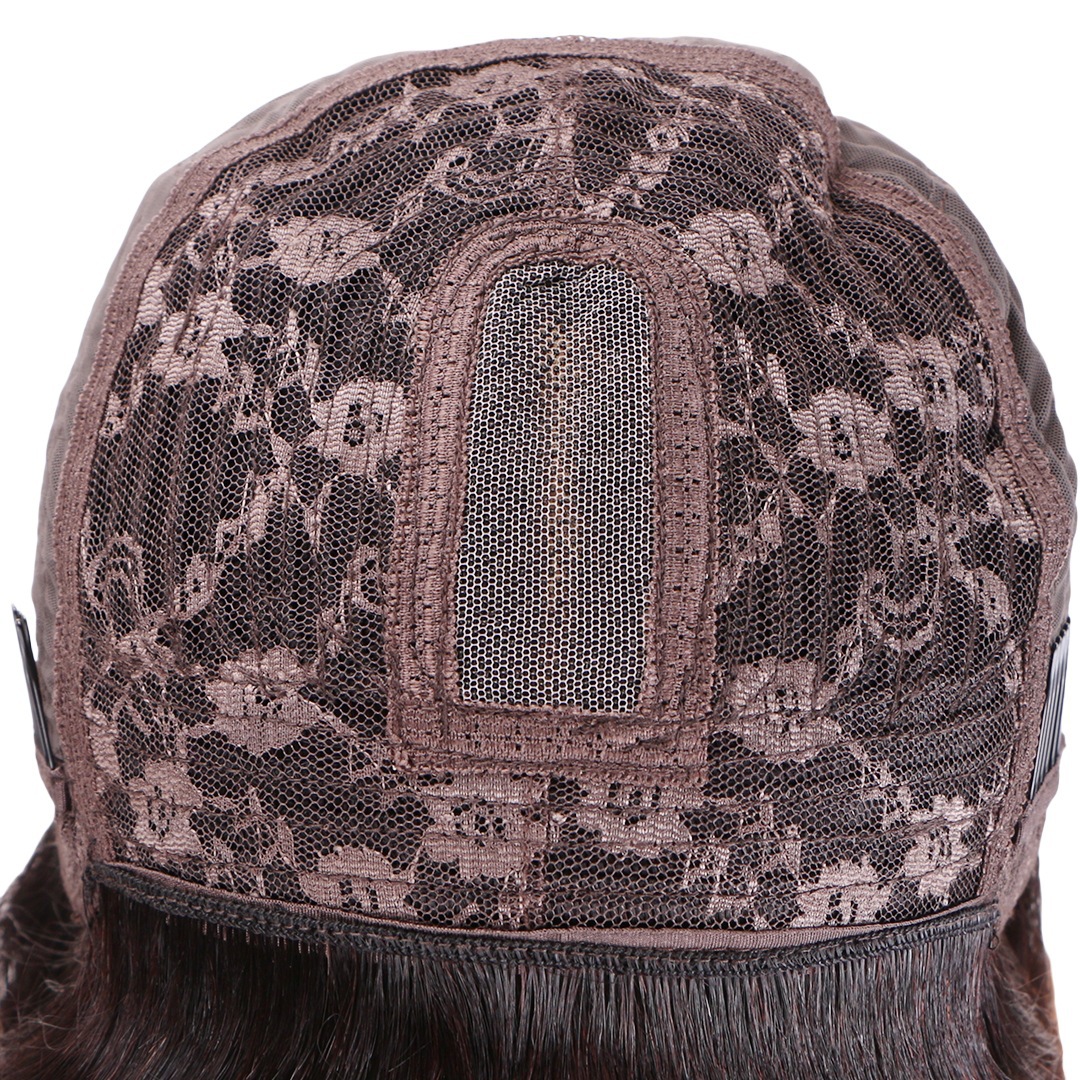 Brown-Base 2x4 Inch Lace Front Bob Wig - Real Human Hair With Golden Highlighted Bangs