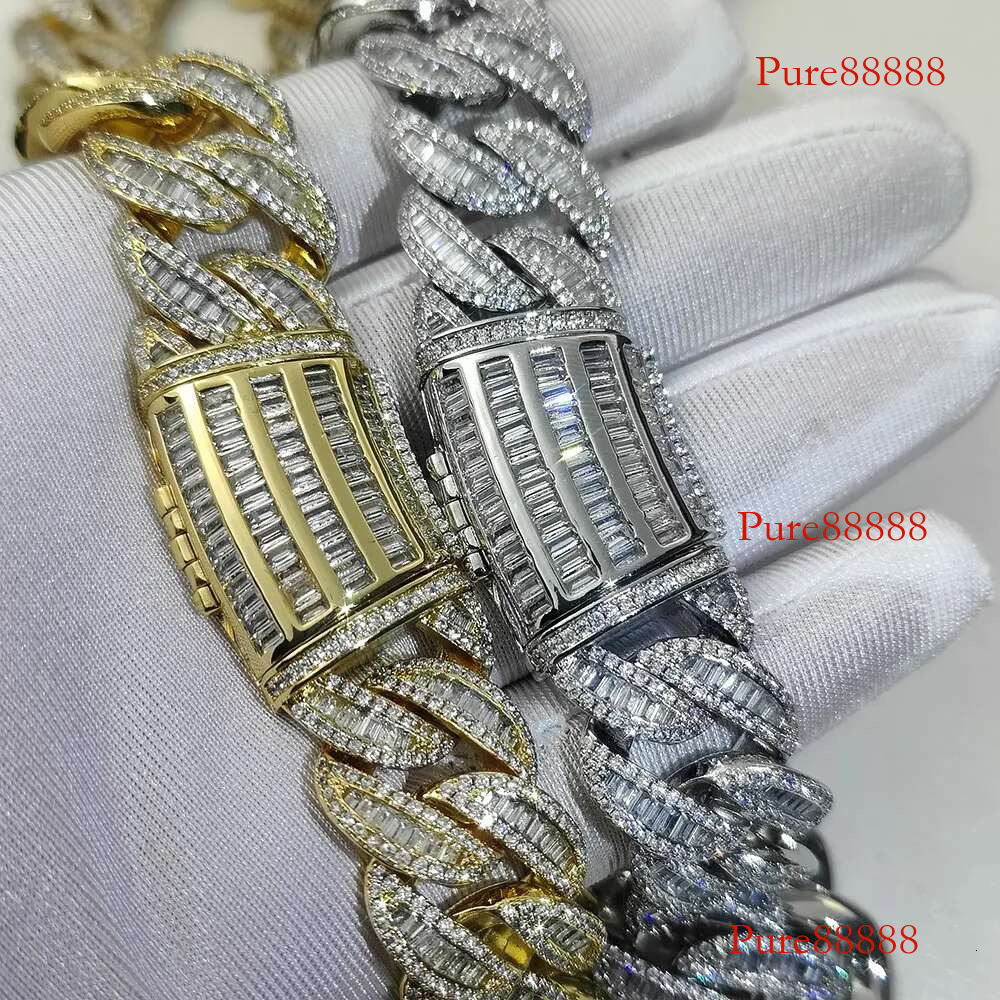 Width 15/20mm Gold Necklace Iced Dia CZ Heavy Box Clasp Cuban k Chain Hiphop Jewelry Sets