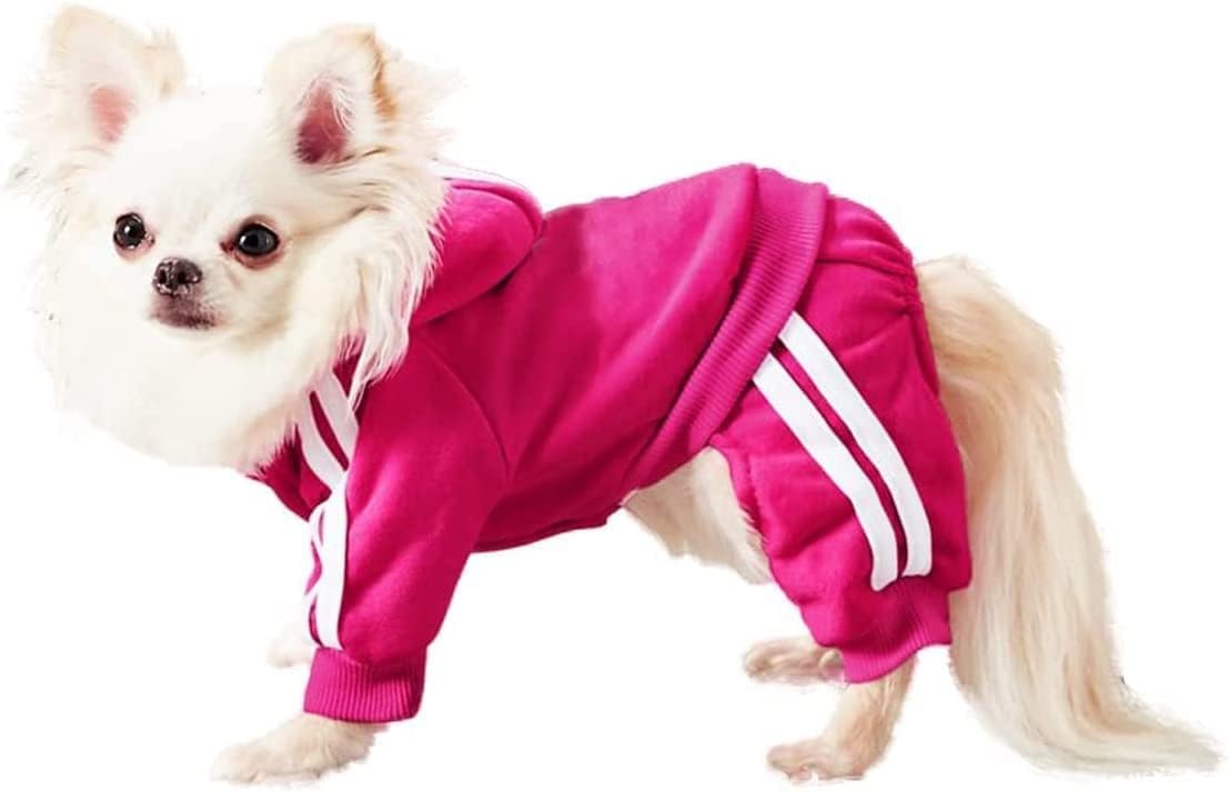 Small Dog and Cat Hoodie, 4-Leg Fleece Sweater for Puppies, Winter Cotton Jumpsuit for Small to Medium Pets
