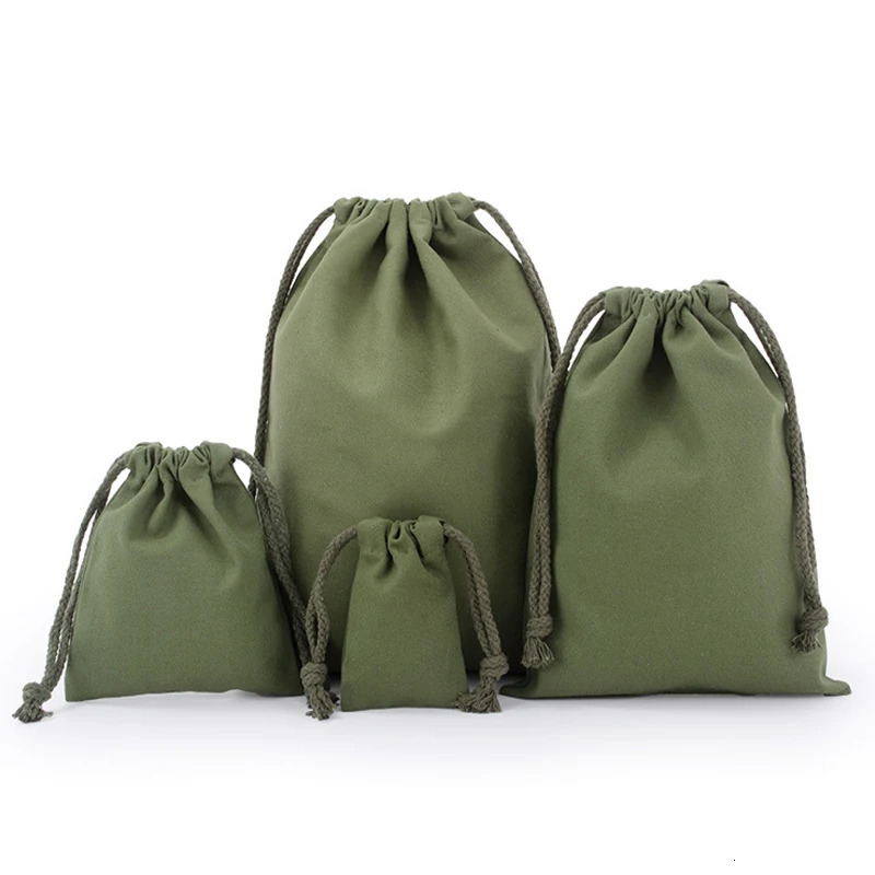 Cotton Drawstring Storage Bag White Canvas Bags for Candy Gift Package Pouch Reusable Home Sundries Organize Dustproof Sacks R250311