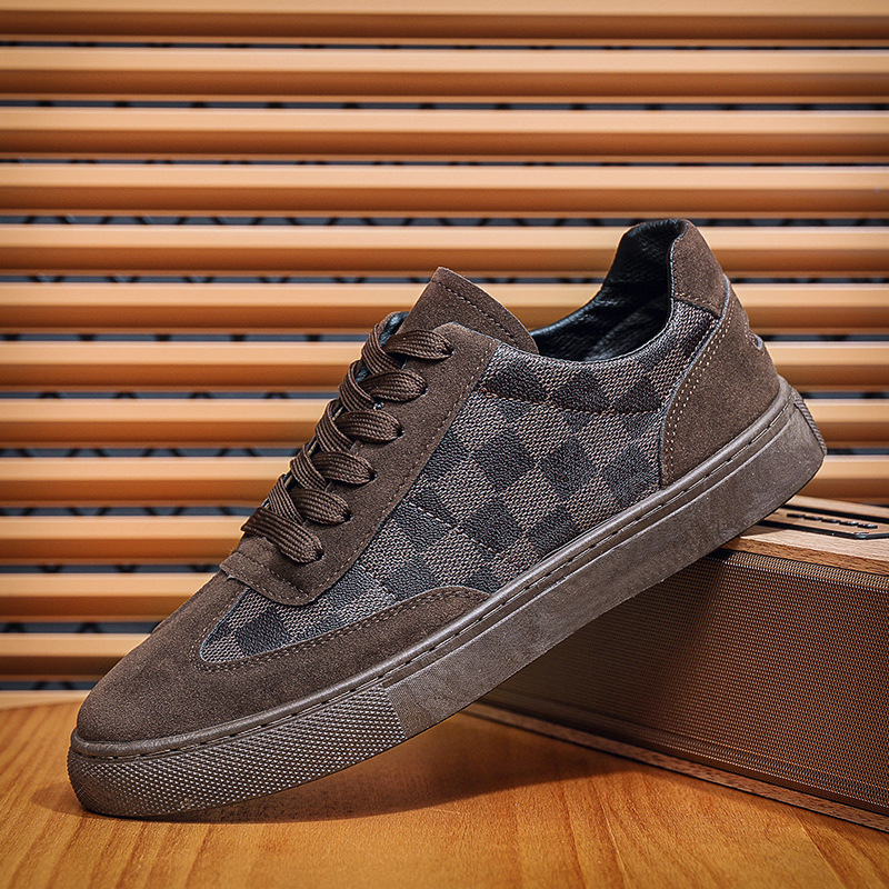 Board Men's Board Low Cut Plaid Lace Up Casual Shoes, Versatile Shoes For Men Trendy Men