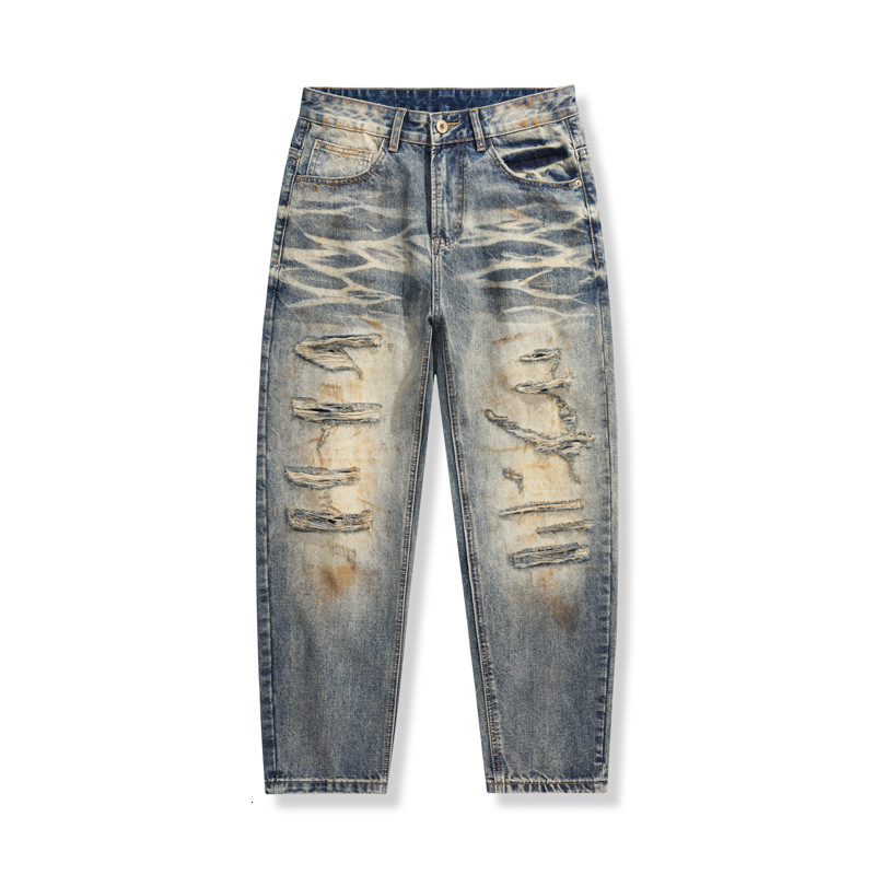 2025 Fashion Designer High Quality Jeans Light Luxury Brand Washed New Loose Contrastive Color Splash Ink Men s Casual Pants Hip Hop Skateboarding Pan