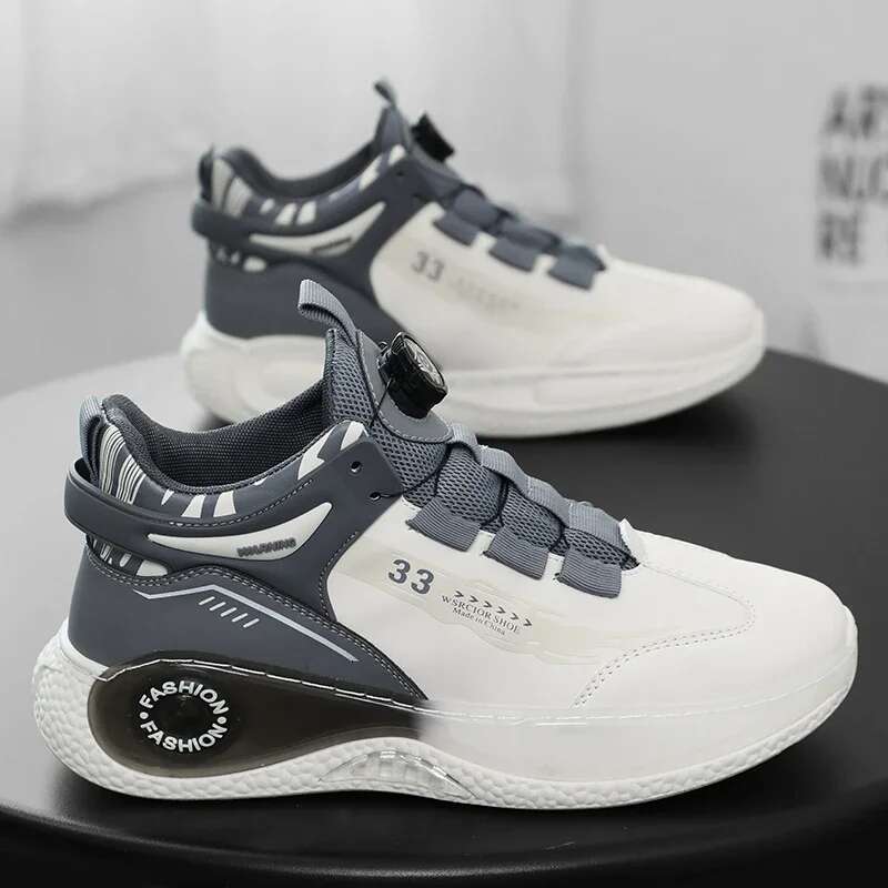 2025 New Model Sneakers With Rotating Buckle Comfy Non Slip Lace Up Durable Shoes For Mens Outdoor Activities