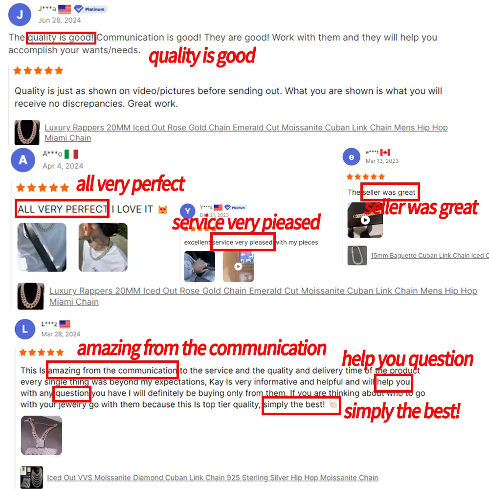 Hiphop Moissanite Cuban Chain Customized Clasp Gold Plated 925 Sterling Silver VVS Moissanite Cuban Link Chain