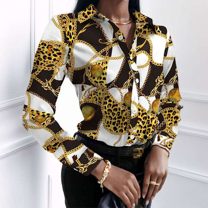 2025 Spring New Women's Casual Style Ethnic Printed Long Sleeved Shirt Top For Women KLMY