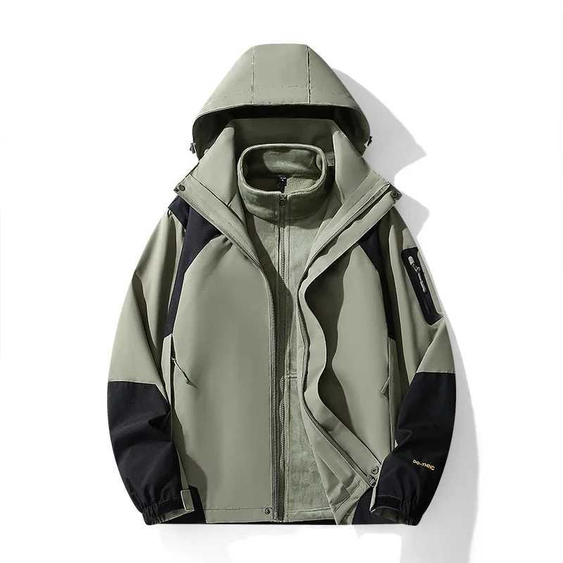 Outdoor Waterproof Suits Men Women Two-pieces Sets 3 in 1 Thick Warm Coats Camping Windbreaker Winter Coat Hiking Size XS-5XLT250311