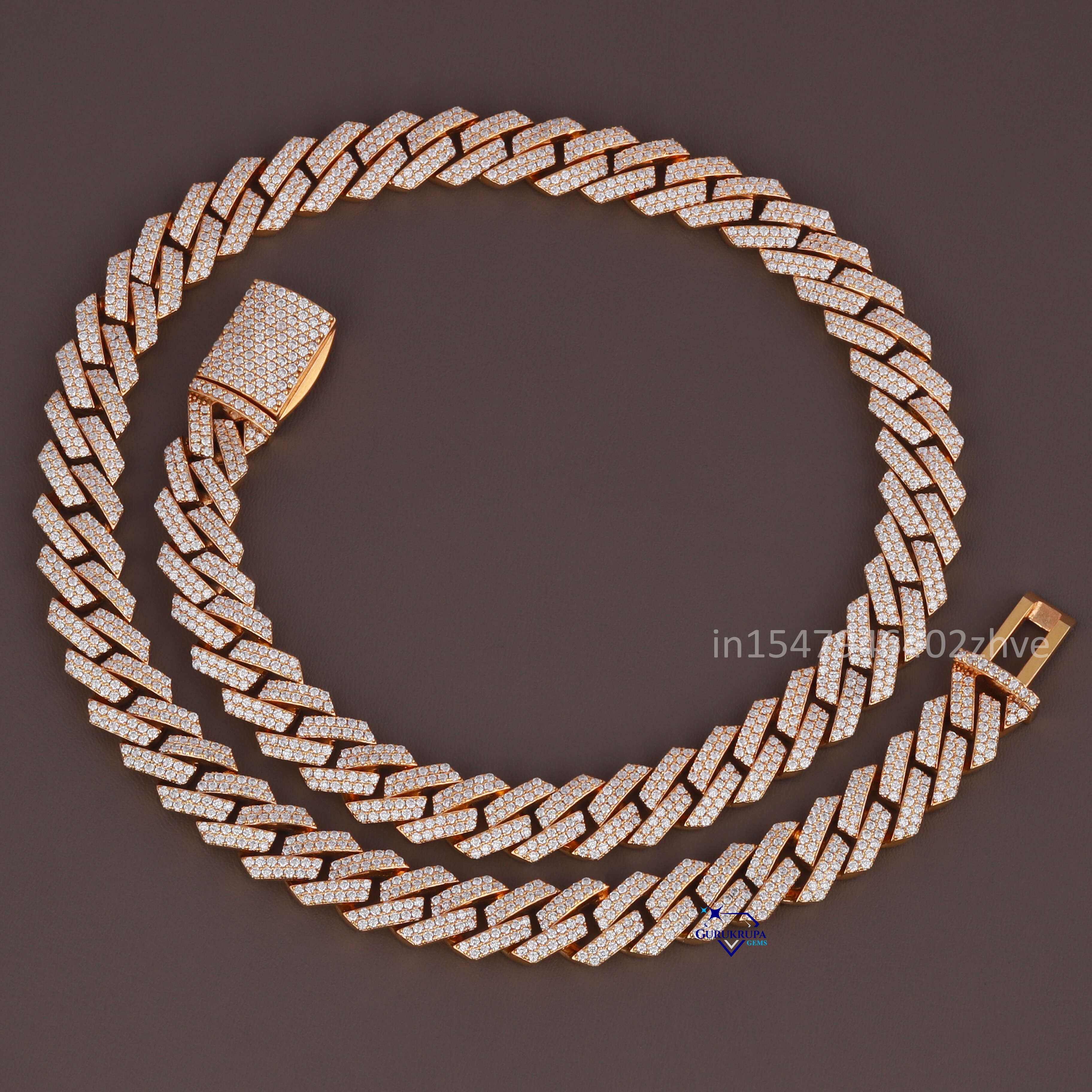 Sophisticated Bold Cuban Chain in 14 KT Yellow Gold Moissanite Round Cut Pass Dia Tester Necklace for Women