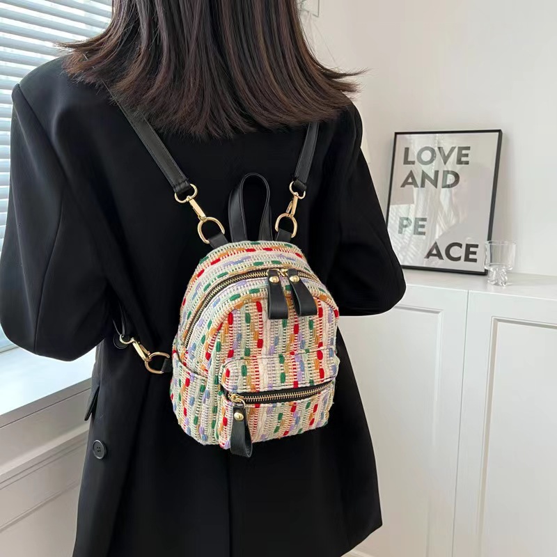 Double shoulder small backpack personalized polyester contrasting color fashionable small Backpack