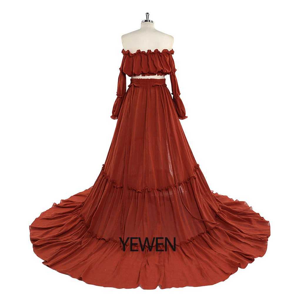 Elegant Off The Shoulder Maternity Dresses for Photo Shoot Long Elastic Waist Boho Maxi Dress Photography Dress YEWEN YW220912 X250224