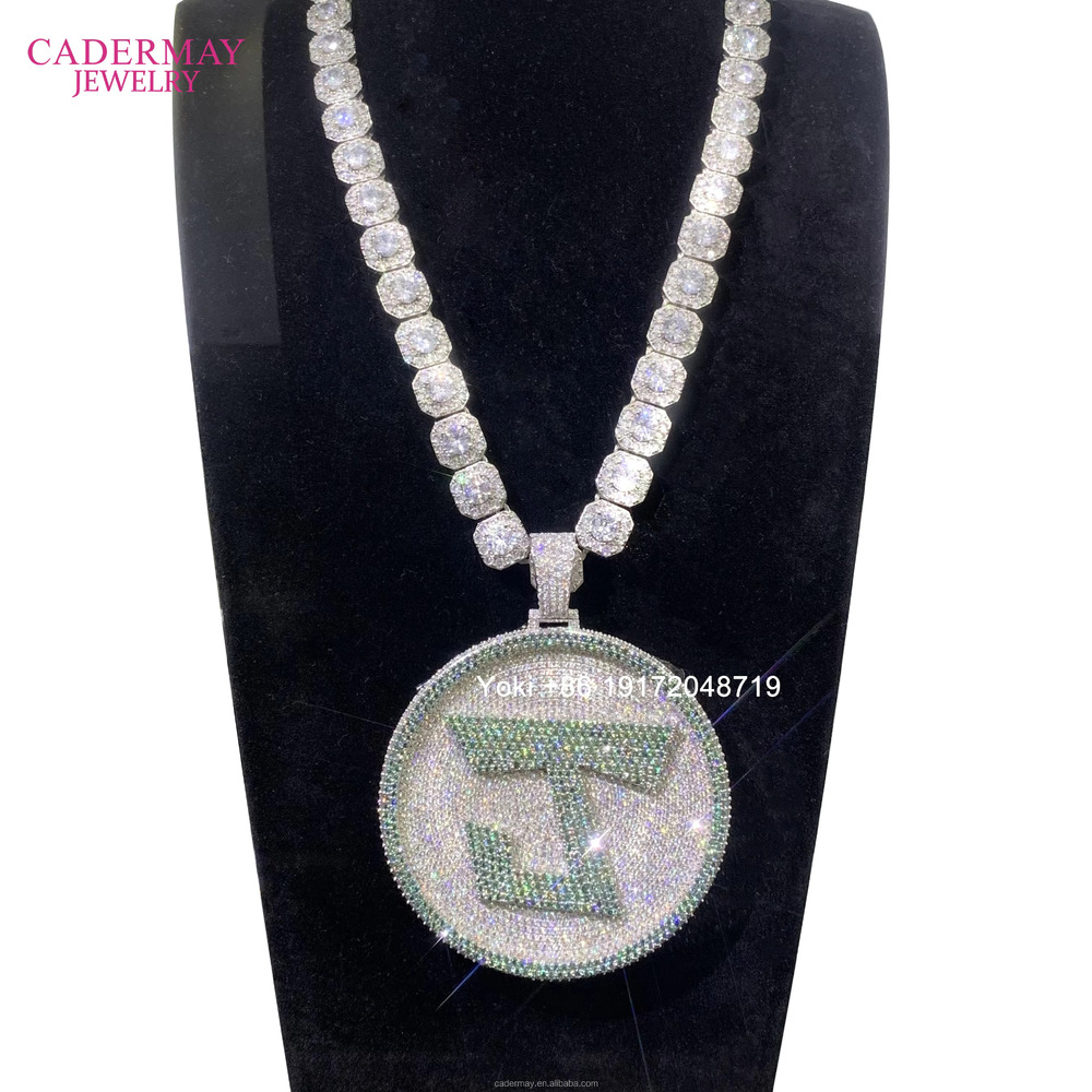 Hiphop Rock Candy Moissanite Chain Micro Clustered Tennis Chain 10mm 925Silver Iced Out VVS Square Moissanite Necklace