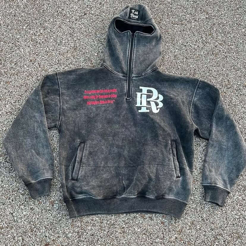 Y2k Heavy Industry Washed Used Ninja 3D Printed Pattern Men's And Women's Hooded Hoodies
