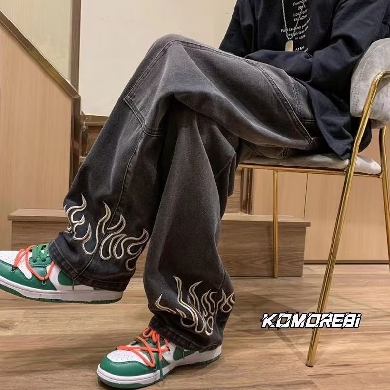 2025 Men s Summer New Micro Elastic Loose Straight Zipper Mid Waist Fashion Designer Youth Trendy Washed Jeans Outdoor Casual Sports Skateboarding Pan