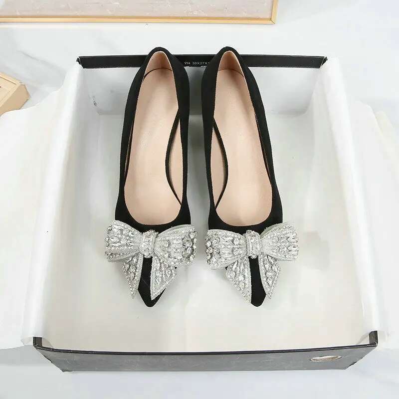 High Heel Spring New Black Suede Pumps Rhie Bow High Heels Professional Work Temperament Women S Single Shoes