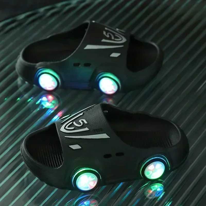 Childrenss Luminous Slippers Car Shape Boys Girls Fashion Cute Shoes Bathroom Children Toddler SlippersT250311