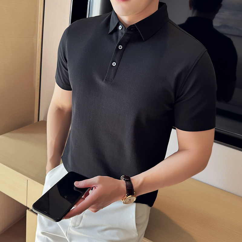 Summer Cool Polo Solid Color Business Casual Short T-shirt Men's Shirt Collar Half Sleeve tracksuit
