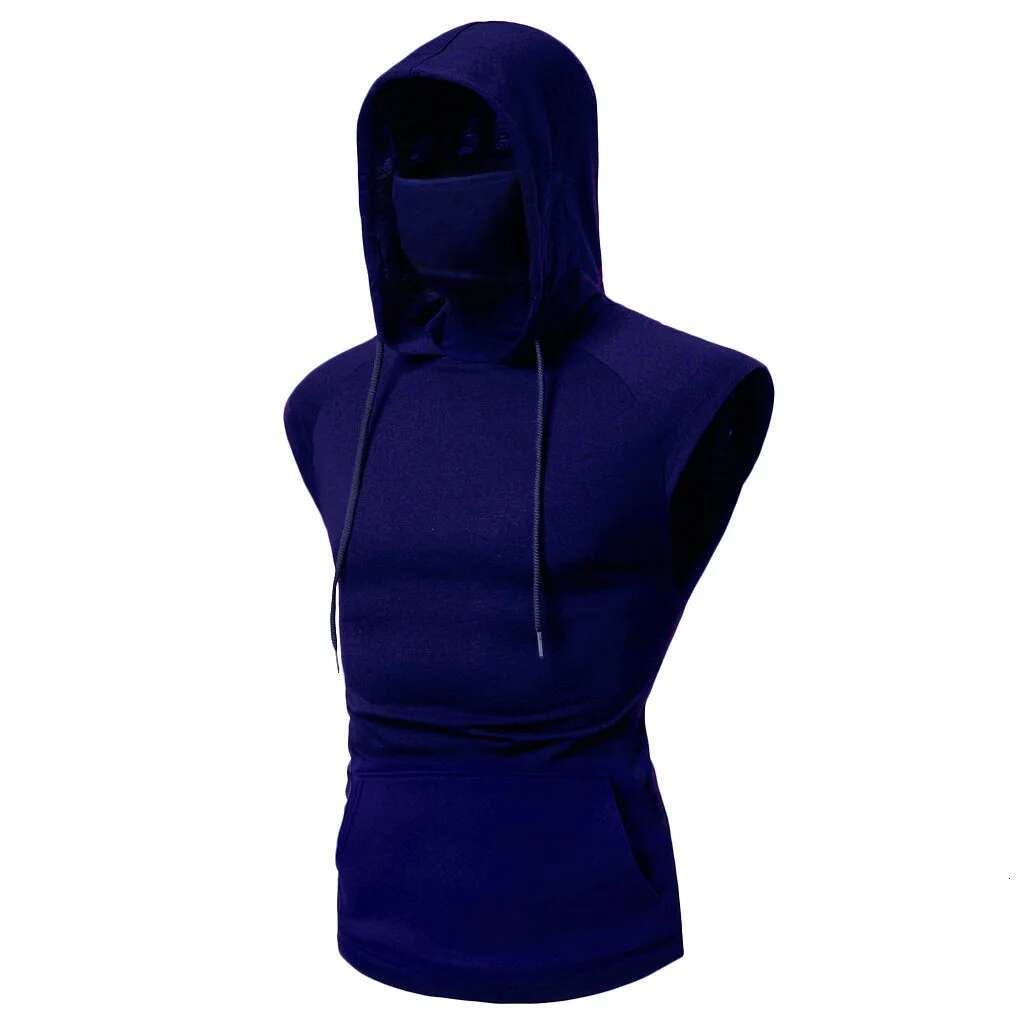New Mens Gym Thin Long Sleeve Hoodies With Casual Splice Large Mask Hoodie Sweatshirt Hooded Tops Cycg